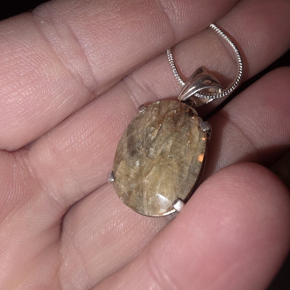 Ferruginous Quartz Pendant And Chain Elegant Silver Pendant Necklace